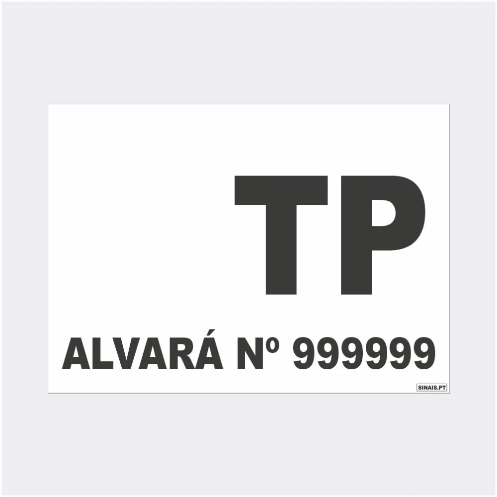 Placa TP Nº de Alvará