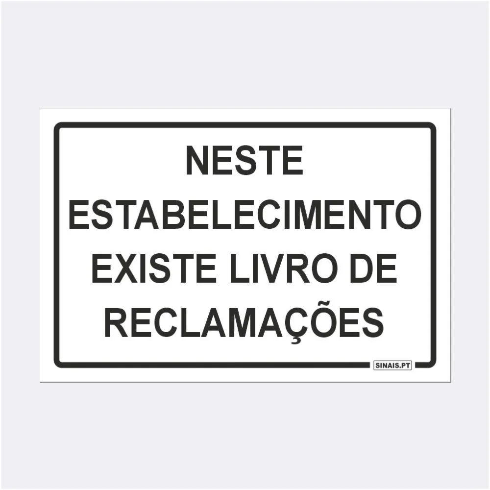 Placa Livro de Reclamações