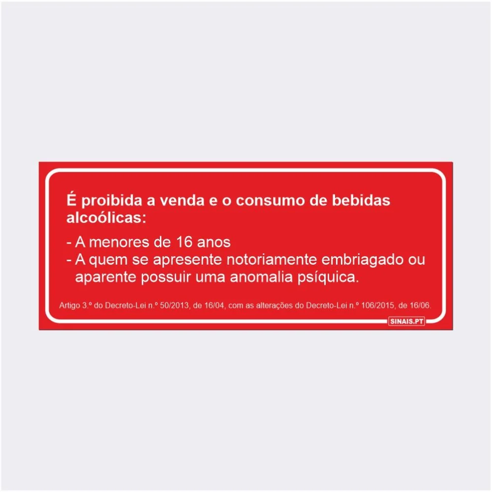 Sinal Proibida a Venda de Bebidas