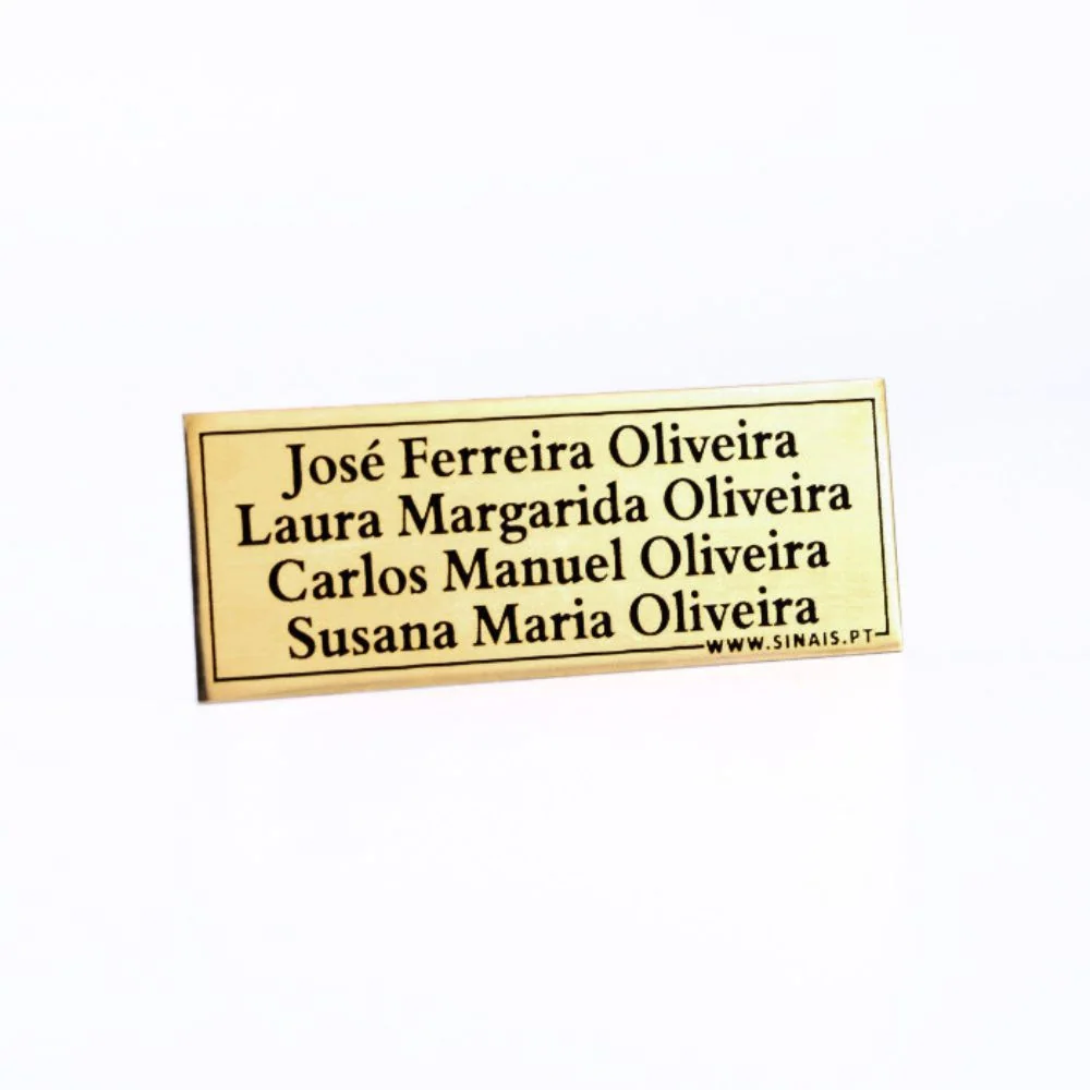 Placa com Nomes em Alumínio Laser
