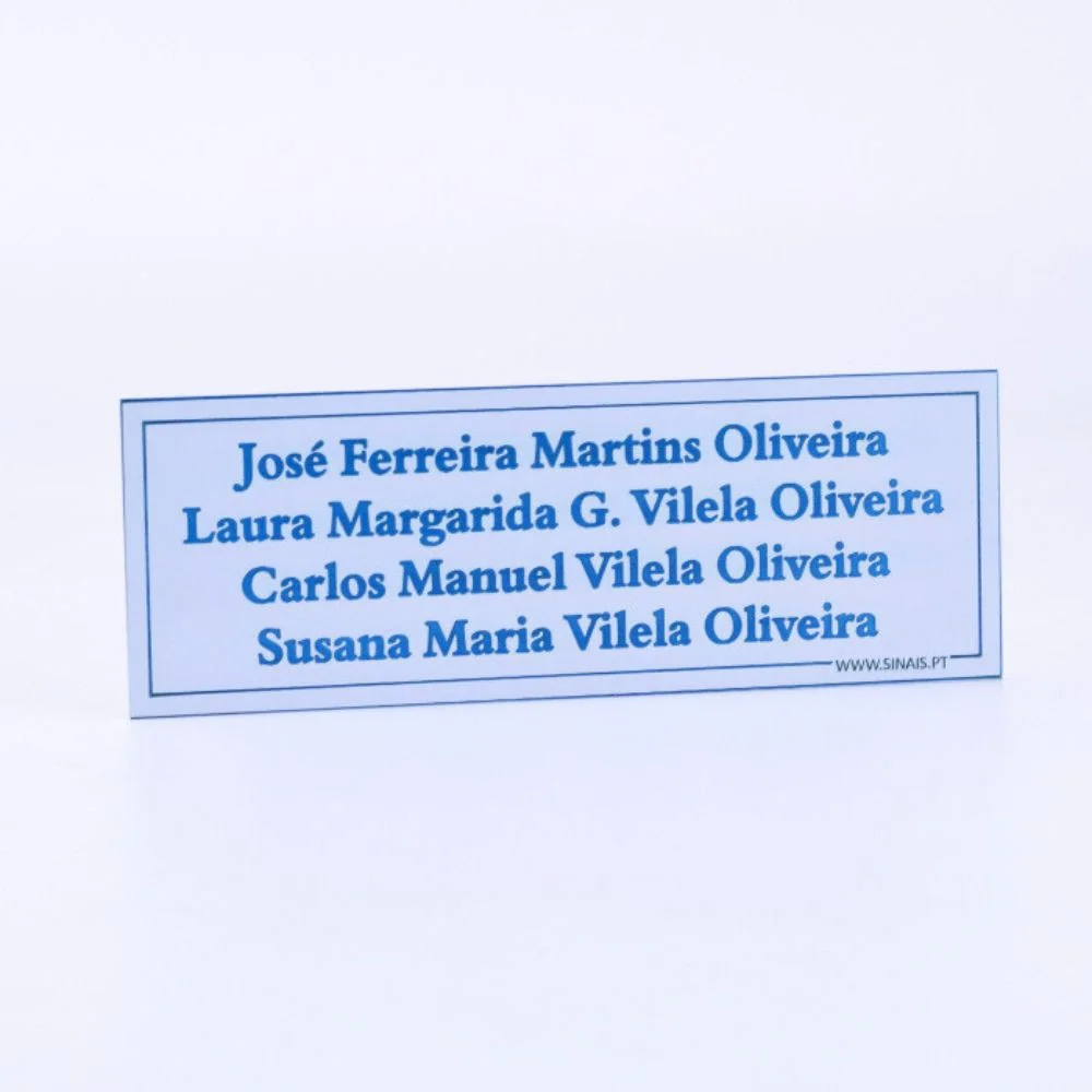 Placa com Nomes em Alumínio Laser