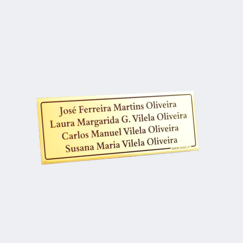 Placa com Nomes em Alumínio Impresso