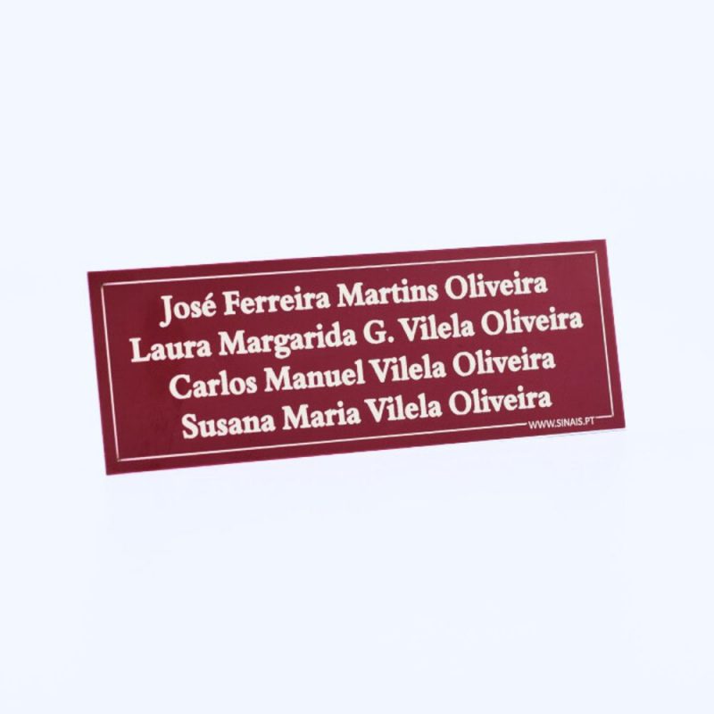 Placa com Nomes em Alumínio Laser - Image 2