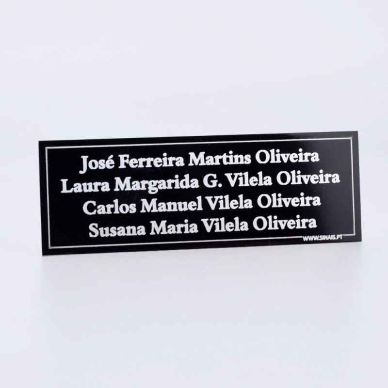 Placa com Nomes em Alumínio Laser
